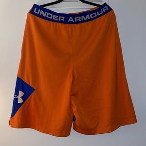 Under Armor Men’s Basketball Shorts Blue and Orange Size Large Loose Fit
